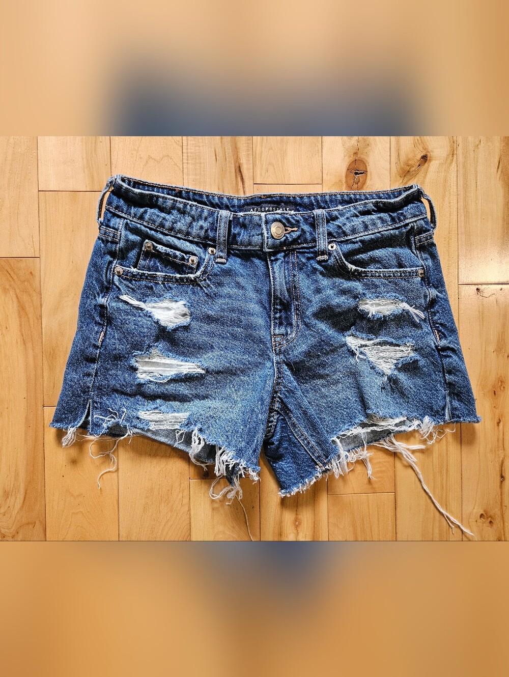 Aeropostale Baggy Short 4" Destroyed Dark Denim